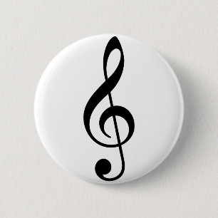Treble Clef 6 Cm Round Badge