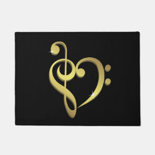 Treble clef and bass clef music heart love doormat