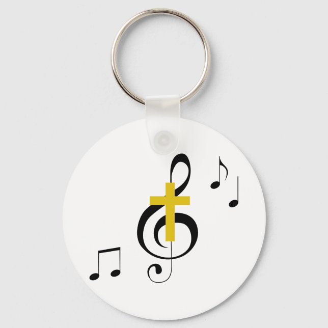Treble Clef and Cross Key Ring (Front)