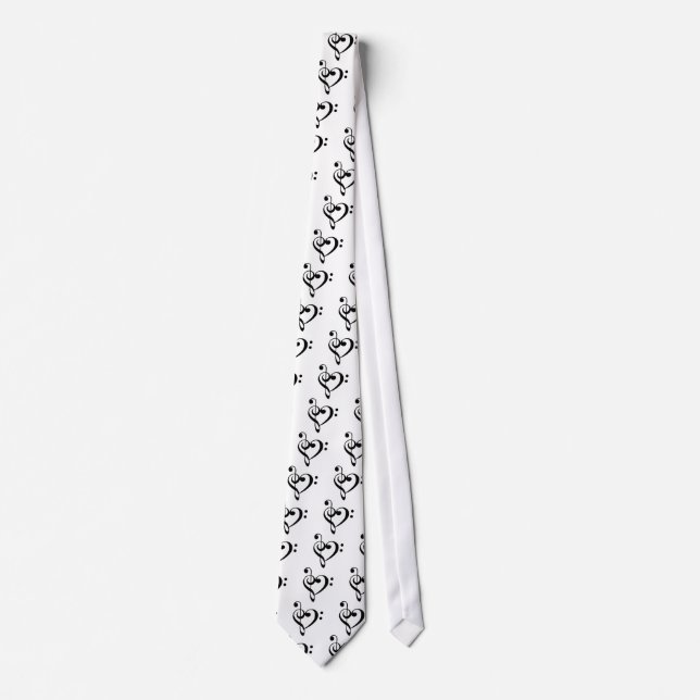 Treble Clef Base Clef Heart Tie (Front)