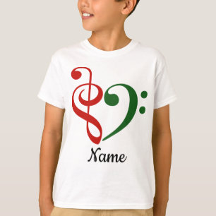 Treble Clef Bass Clef Heart Holiday Customised T-Shirt