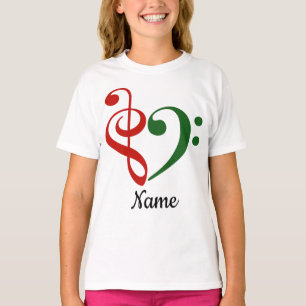 Treble Clef Bass Clef Heart Holiday Customised T-Shirt