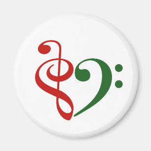 Treble Clef Bass Clef Heart Music Lover Christmas Magnet