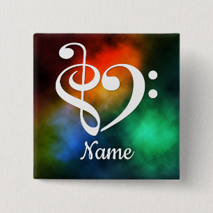 Treble Clef Bass Clef Heart Nebula Customized 15 Cm Square Badge
