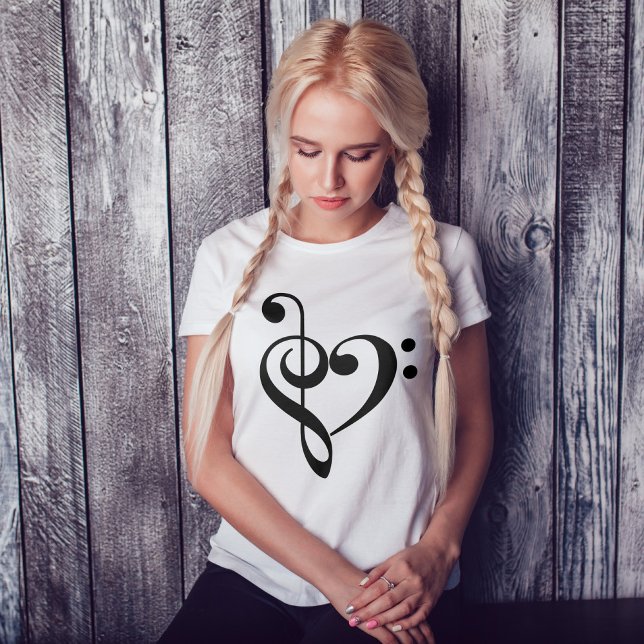 Treble Clef & Bass Clef Heart T-Shirt (Creator Uploaded)