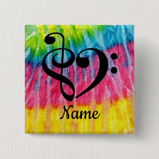 Treble Clef Bass Clef Music Heart Customised 15 Cm Square Badge (Front)