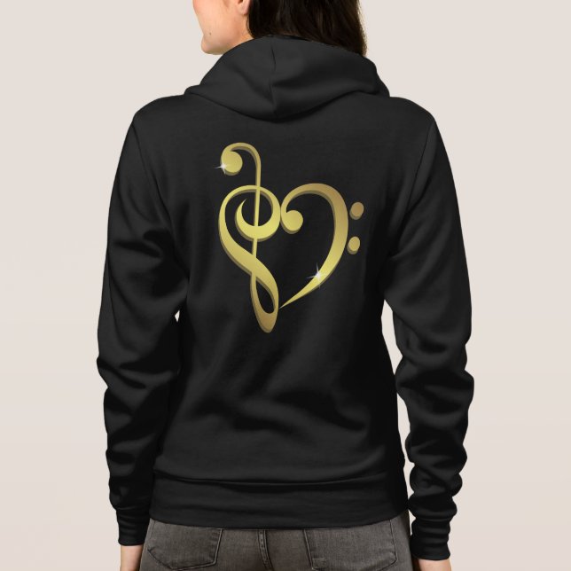 Treble clef, bass clef music heart love hoodie (Back)