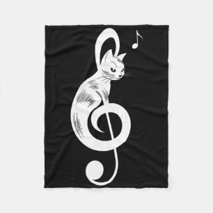 Treble Clef Black Cat Music Kitten Notes Musician Fleece Blanket