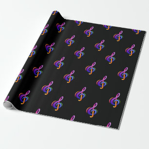 Treble Clef Black Wrapping Paper