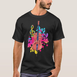 Treble Clef Cellist Colourful Musical Instrument C T-Shirt