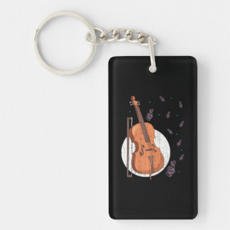 Treble Clef Cellist Musical Instrument Cello Key Ring