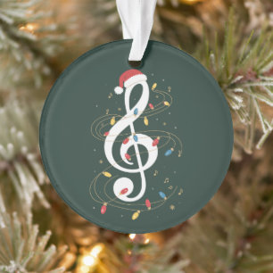Treble Clef Christmas Lights Music Lover Musician Ornament