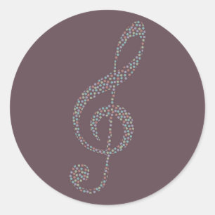 treble clef classic round sticker