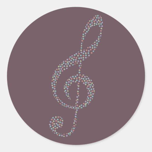 treble clef classic round sticker (Front)