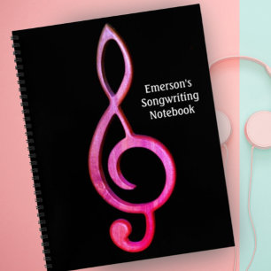 Treble Clef Customise Hot Pink Music Design Notebook