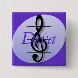 Treble Clef, Diva 15 Cm Square Badge