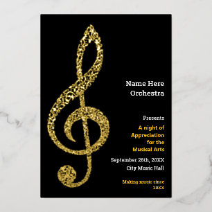 Treble clef Elegant Minimal Gold Music Notes Text