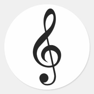 Treble Clef G-Clef Musical Symbol Classic Round Sticker