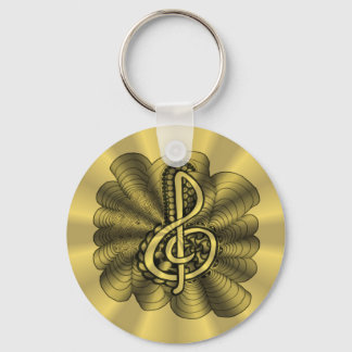 Treble Clef Gold Metallic Customisable Key Ring