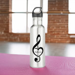 Treble Clef Heart Music Note Personalised 710 Ml Water Bottle<br><div class="desc">This music themed design is the perfect gift choice for a singer, musician, band or anyone who loves music.</div>