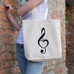 Treble Clef Heart Music Note Personalised Tote Bag<br><div class="desc">This music themed design is the perfect gift choice for a singer,  musician,  band or anyone who loves music.</div>