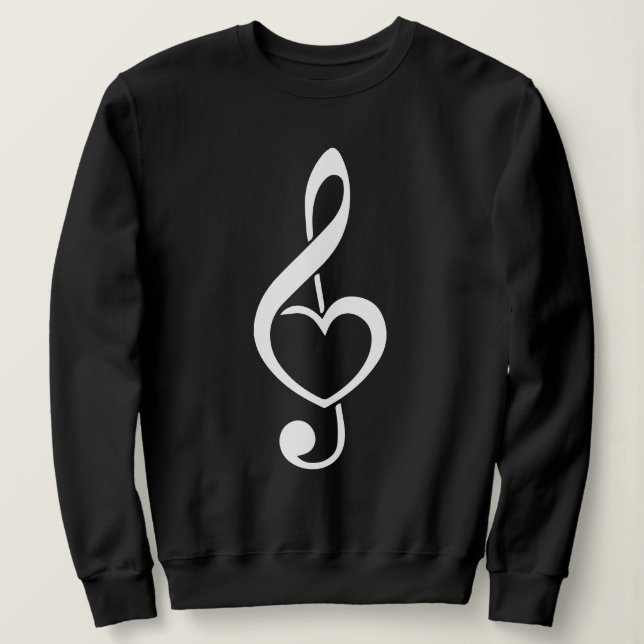 Treble Clef Heart Music Note Sweatshirt (Design Front)