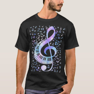 Treble Clef Keyboard Tie Dye Retro Music Notes Pia T-Shirt