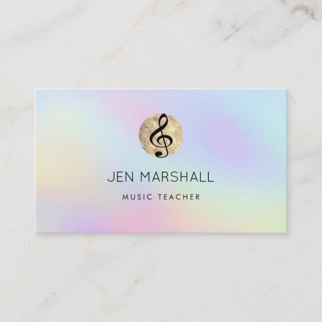 treble clef logo pastel colours background business card (Front)