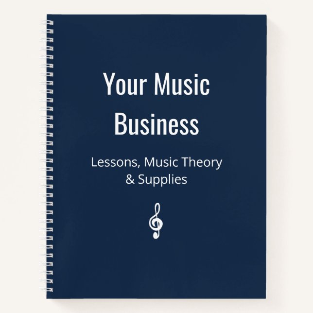Treble Clef Music Business Navy Blue Classic Notebook (Front)