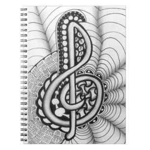 Treble Clef Music Doodle Spiral Notebook