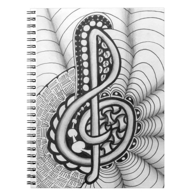 Treble Clef Music Doodle Spiral Notebook (Front)