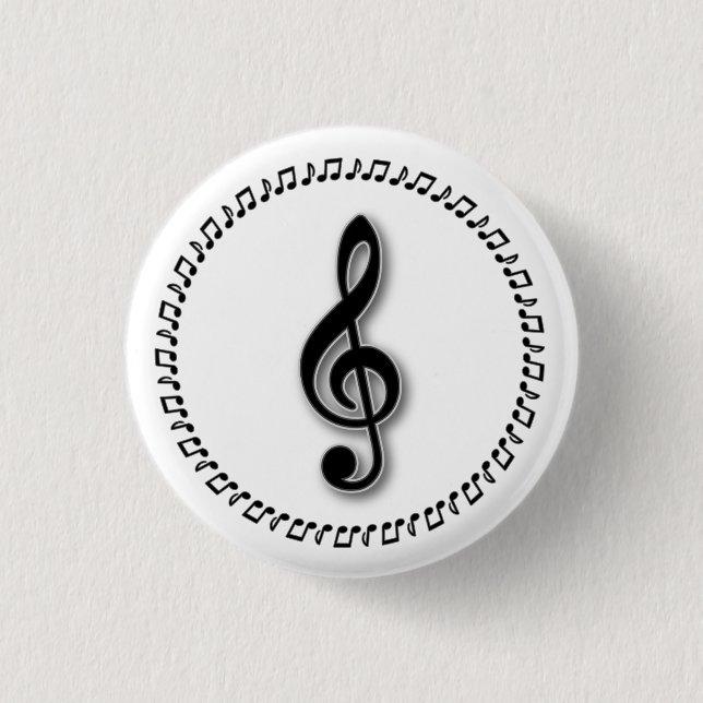 Treble Clef Music Note Design 3 Cm Round Badge (Front)