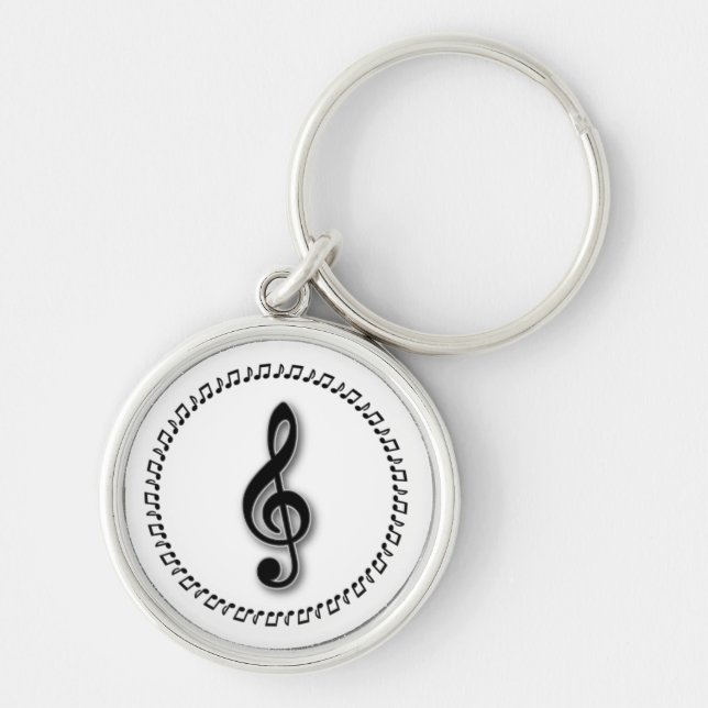Treble Clef Music Note Design Key Ring (Front)