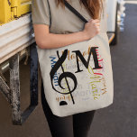 Treble clef music note monogram with colour names tote bag<br><div class="desc">Your Name in a nice monogrammed item. A pattern of personalised names of different colour and font styles,  with your own Initial,  and a black musical note</div>