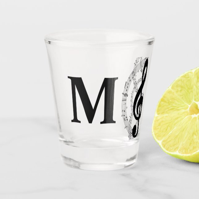 treble clef music note musician monogram  shot glass (Front)