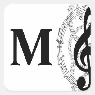 treble clef music note musician monogram square sticker