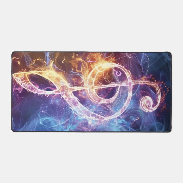 Treble Clef: Music Notes Digital Art Desk Mat (Front)