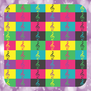Treble Clef Music Symbol Pattern Bright Square Sticker