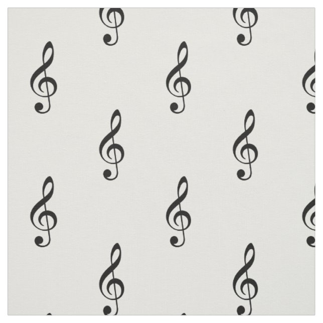 Treble Clef Musical Black and White Fabric (Swatch)