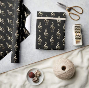 Treble Clef Musical Symbol Music Lover's Black Wrapping Paper