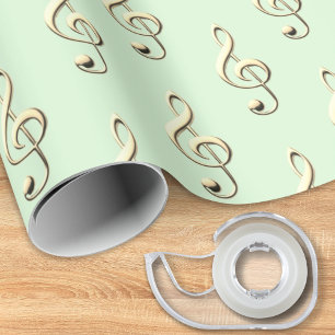 Treble Clef Musical Symbol Music Lover's Green Wrapping Paper