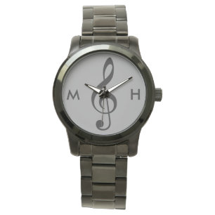treble clef musician personalised initials watch