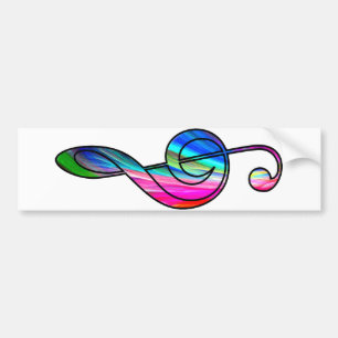 Treble clef note in color_ bumper sticker