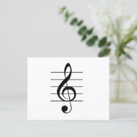 Treble Clef on Staff Music White Black