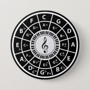 Treble clef Piano Keys Circle of Fifths 7.5 Cm Round Badge