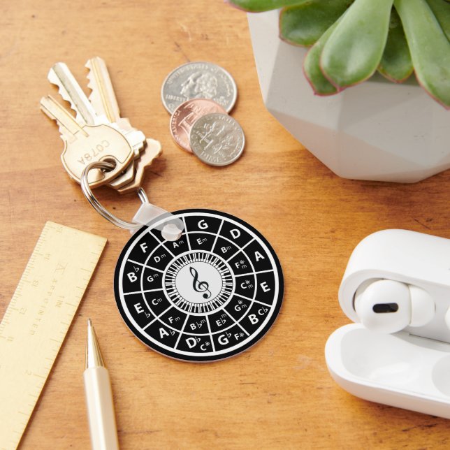 Treble clef Piano Keys Circle of Fifths Key Ring (Desk)