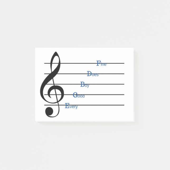 Treble Clef Post-it Notes (Line Rhymes) (Front)