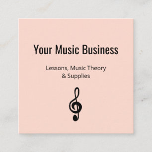 Treble Clef QR code Music Lessons Rose Gold Square Business Card