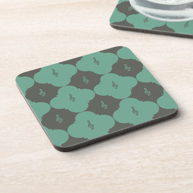 Treble Clef Quatrefoil Pattern Coaster (Left Side)