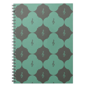 Treble Clef Quatrefoil Pattern Spiral Notebook